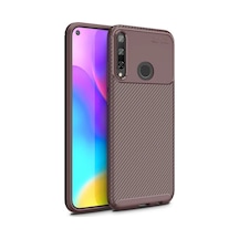 Huawei P40 Lite Uyumlu E Kılıf Auto Focus Karbon Kapak - Kahverengi