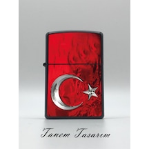 Türk Bayrağı - Benzinli Metal Çakmak Uv Baskı
