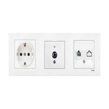 Karre 3'lü Set Topraklı Priz,telefon Ve Tv Prizi Beyaz