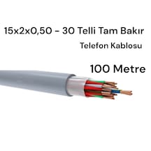 Kablo Türk 15x2x0,50 - 30 Telli Tam Bakır Telefon Kablosu 100 Metre