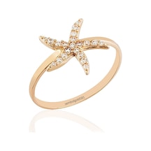 Deniz Yıldızı Rose Altın Yüzük 14K Gold Taşlı 377236728
