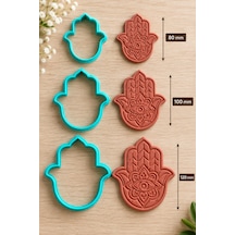 Hamsa Fatma Ana Eli 3 Farklı Boy Stamp Ve Kesici Seti 80/100/120 Mm Kil Seramik Polimer Kil Desen Kalıbı Çok Renkli