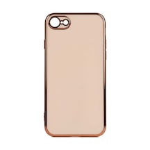 Teknomoda Apple Uyumlu iPhone Se 2022 Kılıf Kenarları Gold Kamera Korumalı Renkli Pastel Silikon