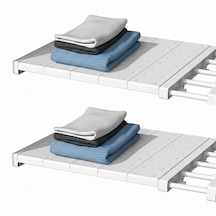 Microcase Uzunluk Ayarlamalı Dolap İçi Raf 35x48-80 Cm Al5705 2 Adet Al5705 Beyaz