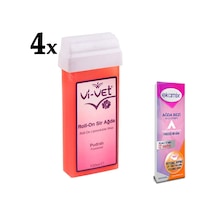 Vi-Vet Pudralı Roll-On Sir Ağda 100 ML x 4 + Ekamix Ağda Bezi 2 M