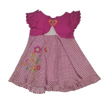 Kız Bebek Elbise Üstü Çiçekli Pembe - Fuşya
