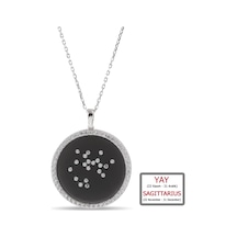 Kuyumcudukkanı Zirkontaşlı"yay Burcu"kolye-33019-sagıt-blk Siyah - Beyaz