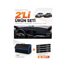E-biz Cupra Formentor 2020-2026 Uyumlu Torpido Örtüsü + Deri Bagaj Çantası - Siyah-mavi - Se011