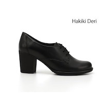 Gönderi(R) Gönderi R Kadın Siyah Bağcıklı Orta Kalın Topuklu Hakiki Deri Oxford Ayakkabı Gdza13424135 siyah
