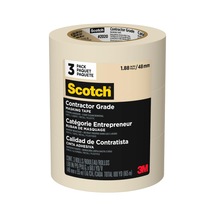 Scotch Müteahhit Sınıfı Maskeleme Bandı, Tan, Genel Kullanım İçin Bant, Çok Yüzeyli Yapışkan Bant, 1.88 İnç X 60.1 Yards, 3 Rulo
