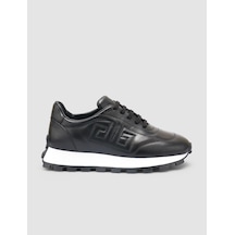 %100 Hakiki Deri Siyah Kadın Sneaker Siyah