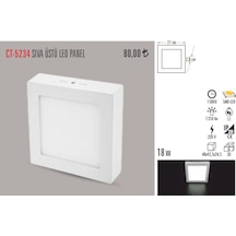 Ct-5234 18W/6400K Sıvaüstü Led Armatür Kare (Beyaz) Cata Diğer