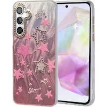 Newface Samsung Galaxy A35 5g Kılıf Blade Aynalı Desenli Kapak - Desen 7 Pembe