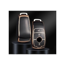 Autohan Keys Lüks Mercedes Fbs4 Siyah Altın Nano Anahtar Kılıfı, Premium Kumanda Kabı, Araç Anahtarlık Koruyucu