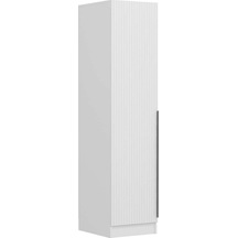 Minar Kale 1 Kapaklı Raflı Dolap Beyaz - Beyaz Çizgili Mebran 190cm