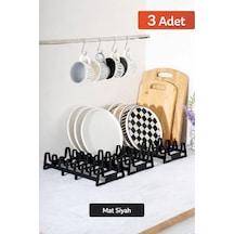 Tabakpro 3 Adet 7 Bölmeli Tabak Ve Kapak Düzenleyici, Dolap İçi Kurutmalık, Tabaklık Plastik Siyah Diğer