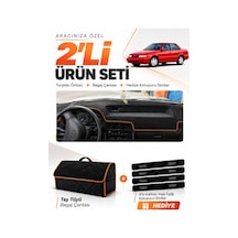 E-biz Hyundai Excel 1989-1994 Uyumlu Torpido Örtüsü + Tay Tüyü Çanta - Siyah-kahverengi - Hu019