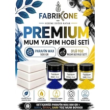 Premium Mum Yapım Hobi Seti - Parafin Wax 500 Gr - 3'lü Toz Mum Boyası Seti - Mavi, Siyah, Sarı Bkfabpw5003mssr Karışık