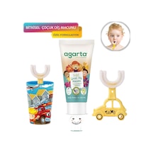 Mas Lord U Tipi Yeni Nesil Diş Fırçası Seti - Mavi Fırçalık + Sarı Araba 2-6 Yaş +Agarta Çocuk Diş Macunu