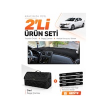 E-biz Renault Symbol Üst Kapaklı 2013-2021 Uyumlu Torpido Örtüsü + Deri Çanta - Siyah - Re014