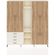 Hyperion Dolap 14 Raflı 4 Çekmeceli Tek Askılı 220x44x243 Aytaşı-çam/aytaşı Çok Renkli