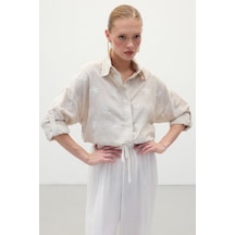Sateen Salaş Nakışlı Gömlek - Bej-136251 Bej