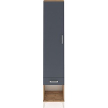 Arges Dolap 4 Raflı Tek Çekmeceli Tek Kapaklı 44x30x221 Çam-antrasit Atlas Çam