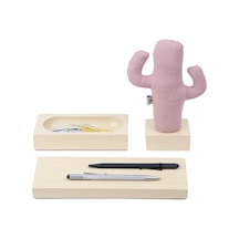 Kayigo Woody Krem Üçlü Ofis  Seti - Pembe Cactus
