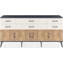 Arges Konsol 2 Raflı 6 Çekmeceli 4 Kapaklı 176x30x83 Antrasit-çam/aytaşı Çam/aytaşı
