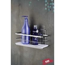 Yapışkanlı Ayarlanabilir Tekli Banyo Duş Rafı Paslanmaz Kristal Şampuanlık, Banyo Düzenleyici Yapıştır/vidala Krom-b
