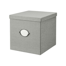 Ikea Kvarnvık Kapaklı Karton Saklama Kutusu 35 X 32 X 32 Cm Gri