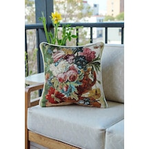 Vs-457 Jakarlı Dokuma Goblen Kırlent Kılıfı 45x45 Cm Biyeli Ve Çift Taraflı Dekoratif Yastık Çok Renkli