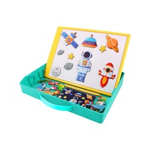 Kangvka 11 İnç Çift Taraflı Çocuk Tahtası - Abs Malzeme, Sarı+yeşil Renk, Manyetik Puzzle Ve Kalem İçeren Çizim Ve Yazma Seti Çok Renkli