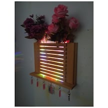 Ahşap Ledli Işıklı Duvar Çiçekliği Anahtarlık Aplik Gece Lambası