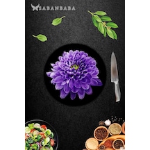 Mor Orkide Desenli Cam Kesme Tahtası - Cam Kesme Tablası - Sunum