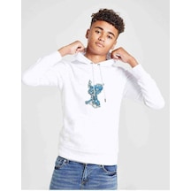 Tshirthane Blue Zombıe Baskılı Unisex Çocuk Kapüşonlu Beyaz Sweatshirt