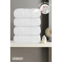 4'lü Hotel Logo Banyo Havlusu - 70x140 Cm, 490 Gr, %100 Pamuk, Spa Ve Otel Havlusu, Günlük Kullanıma Uygun Beyaz