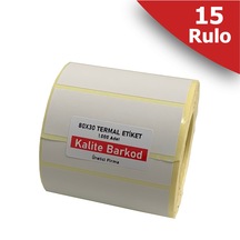 80X30 Termal Etiket 15 Rulo Barkod Etiketi Kalite Barkod