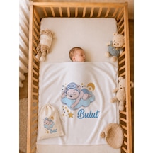 Erkek Bebek Hediyesi İsme Özel 80x80 Cm Çift Kat Penye Bebek Battaniyesi %100 Pamuk Ham Bez Kıyafet Keseli 2039bk0x