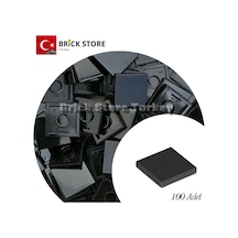 Yedek Parçalar,100 Adet 2x2 Tile Düz Fayans Parçası, Siyah Black , 3068
