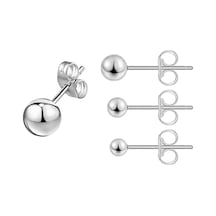 Chavin Yuvarlak Gri 3/4/5 MM. Set Bayan Erkek Çelik Küpe Ep12By