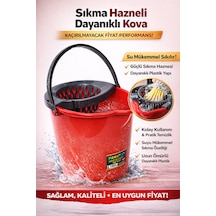 Yuvarlak Fanatik Mop Ve Su Kovası Sıkma Hazneli 12 Lt-kırmızı