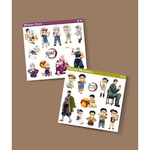 Demon Slayer Gyomei Himejima - Tengen Uzui 2 Li Set Anime Sticker Çıkartma-kimetsu No Yaiba Beyaz