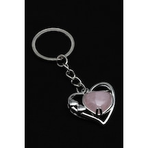 Pembe Kuvars Doğal Taş Anahtarlık - Anh-0182