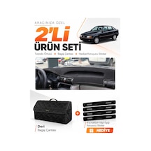 Opel Astra F Aırbagsız 1991-1997 Uyumlu Torpido Örtüsü + Deri Bagaj Çantası + Sticker Seti - Siyah