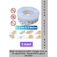 Premium Kapı Altı Pencere Rüzgar Toz Isı Böcek Haşere Önleyen Rüzgar Kesici Bant 3 Metre 3 Adet