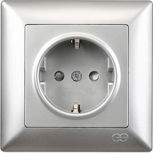 Günsan  Visage Gümüş Çocuk Korumalı Topraklı Priz