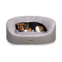 Tobby Kedi Ve Köpek Yatağı Açık Gri 68x80x22 Cm, Sakinleştirici Tasarım, Yükseltilmiş Yan Destek, Ultra Yumuşak, Çift Taraflı Yıkanabilir Minder, Çıkarılabilir Kılıf, Kaydırmaz Taban Yatak L