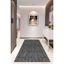 Siyah Sade Desensiz Kaymaz Tabanlı Dekoratif Halı Rv205n11