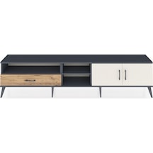Arges Tv Ünitesi 3 Raflı Tek Çekmeceli 2 Kapaklı 220x30x51 Antrasit-aytaşı/çam Aytası/atlas Çam - Antrasıt